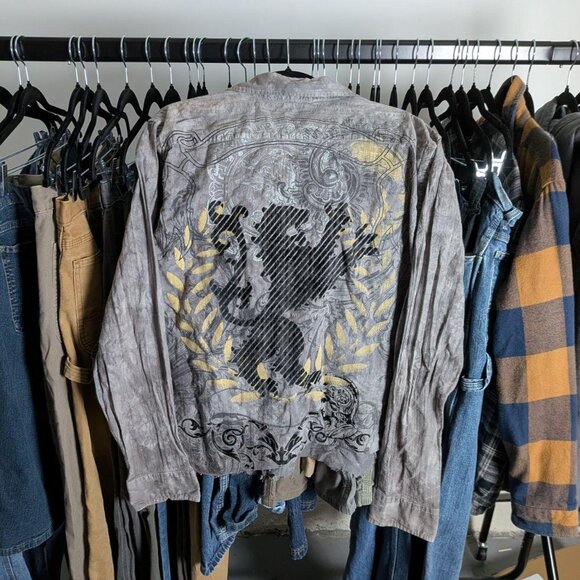 Helix Affliction-style cropped Y2K button-up - Picture 2 of 4